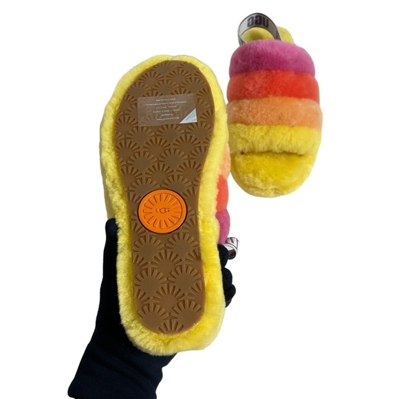 UGG Rainbow Women’s Fluff Yeah Slide Slipper Shoes - Picture 9 of 15